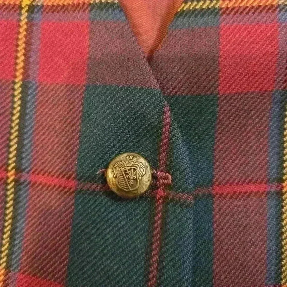 James Pringle Weavers of Iverness Plaid Vest Made in Scotland Red Size 12 - Picture 7 of 7